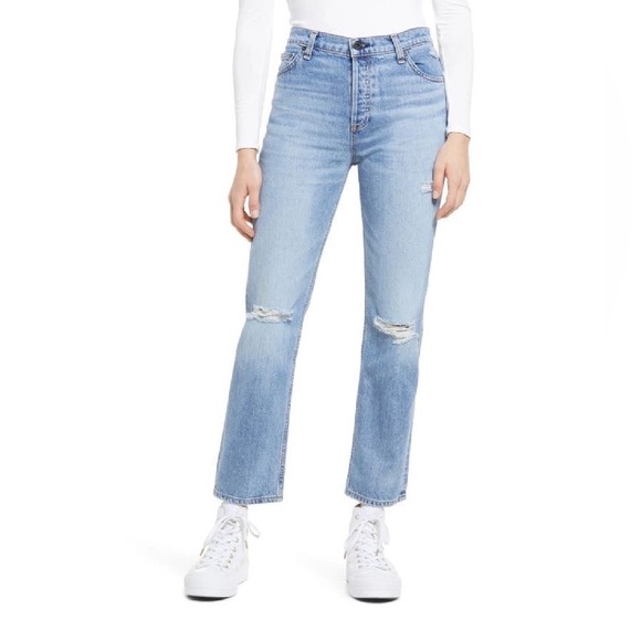 ASKK NY High Waist Ankle Straight Leg Jeans in Can Can - Picture 1 of 3